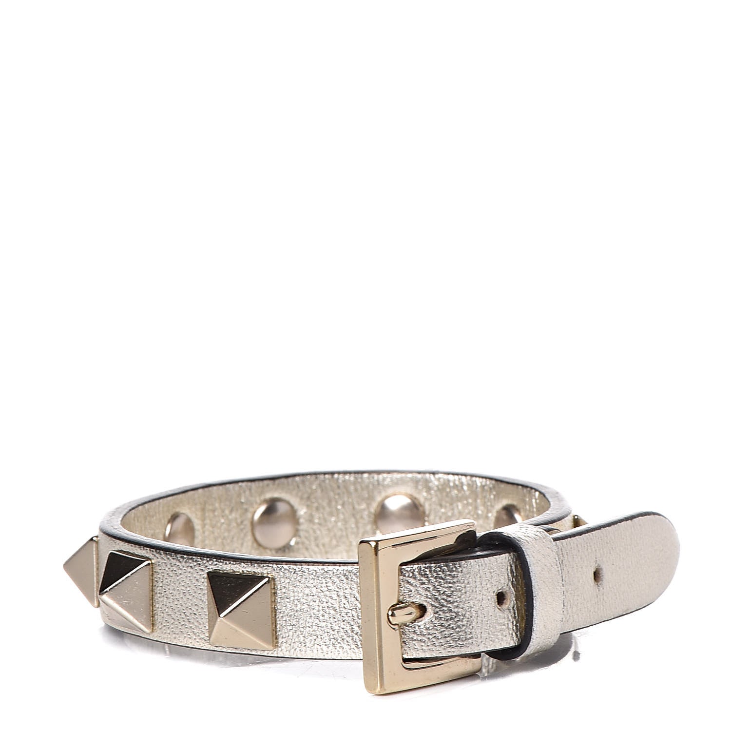 Valentino Garavani Metallic Vitello Rockstud Bracelet Gold 1 of 4