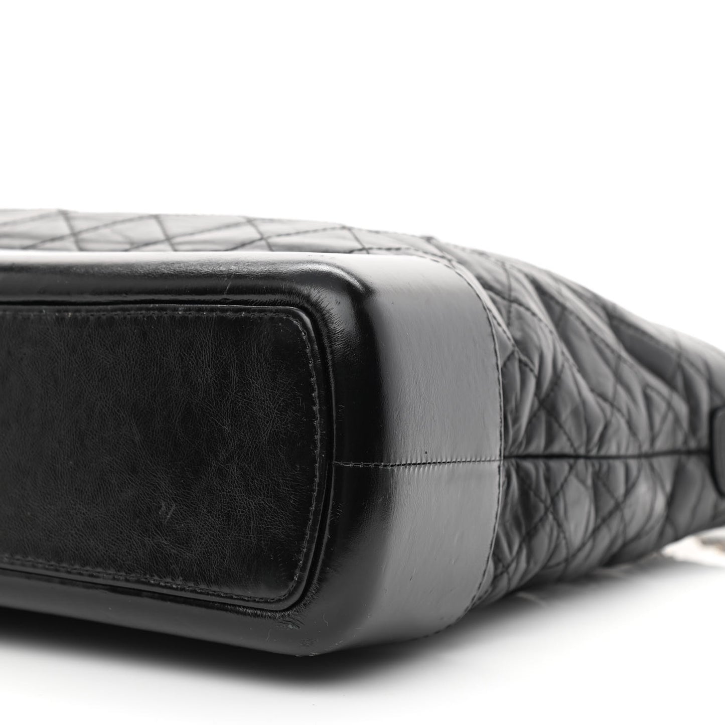 Aged Calfskin Quilted Large Gabrielle Shopping Tote Black