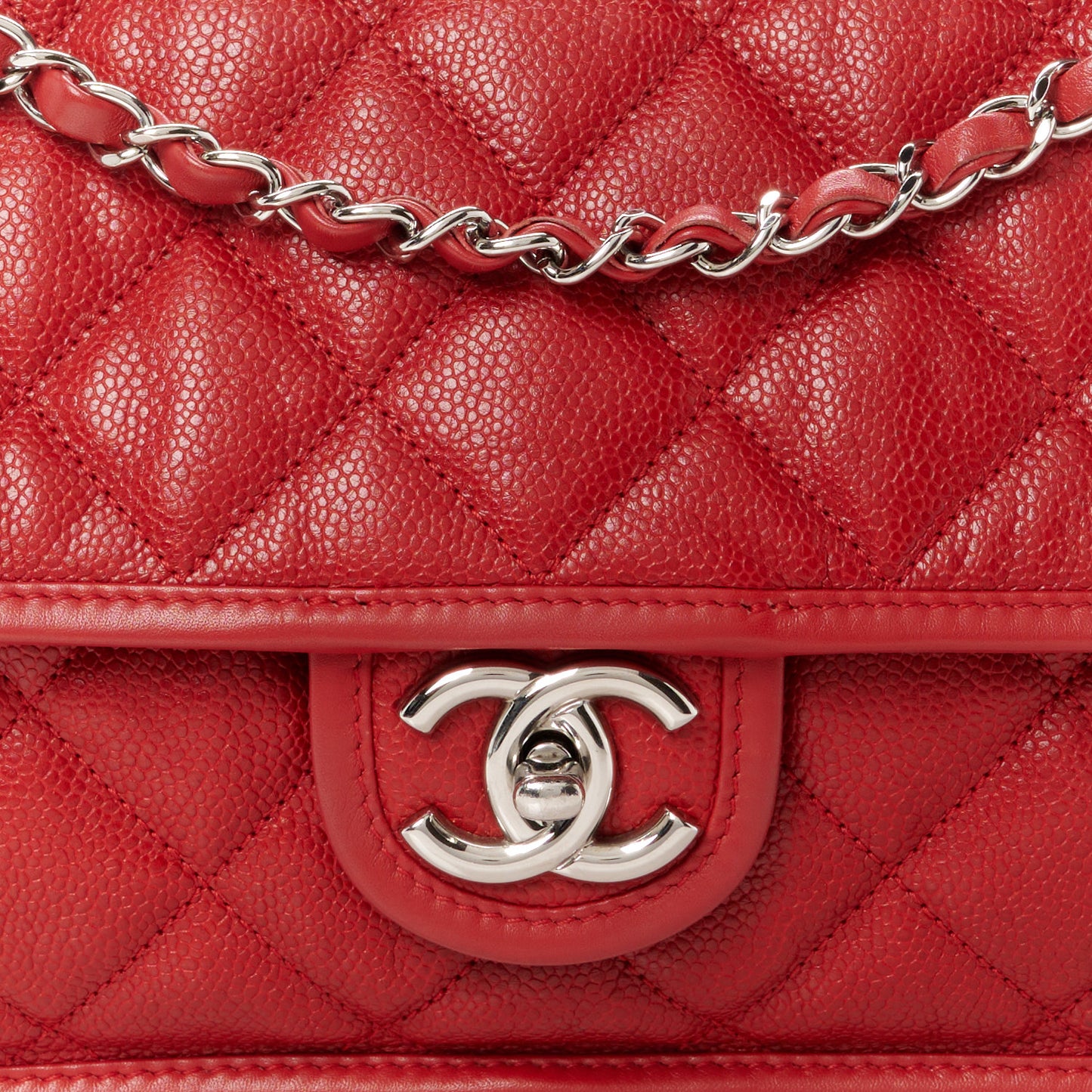 Caviar Quilted Medium French Riviera Flap Red