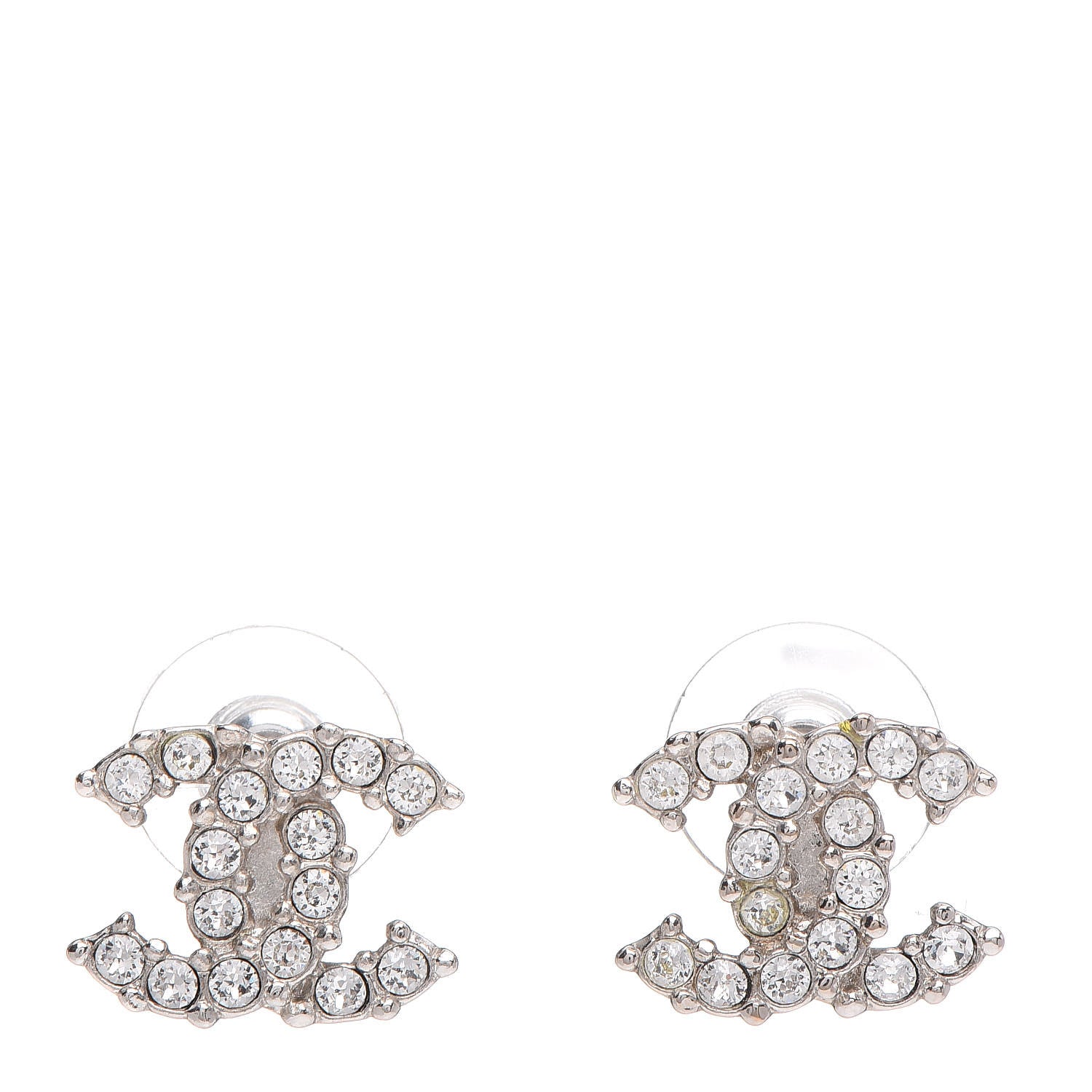 Chanel Crystal CC Earrings Silver 1 of 5