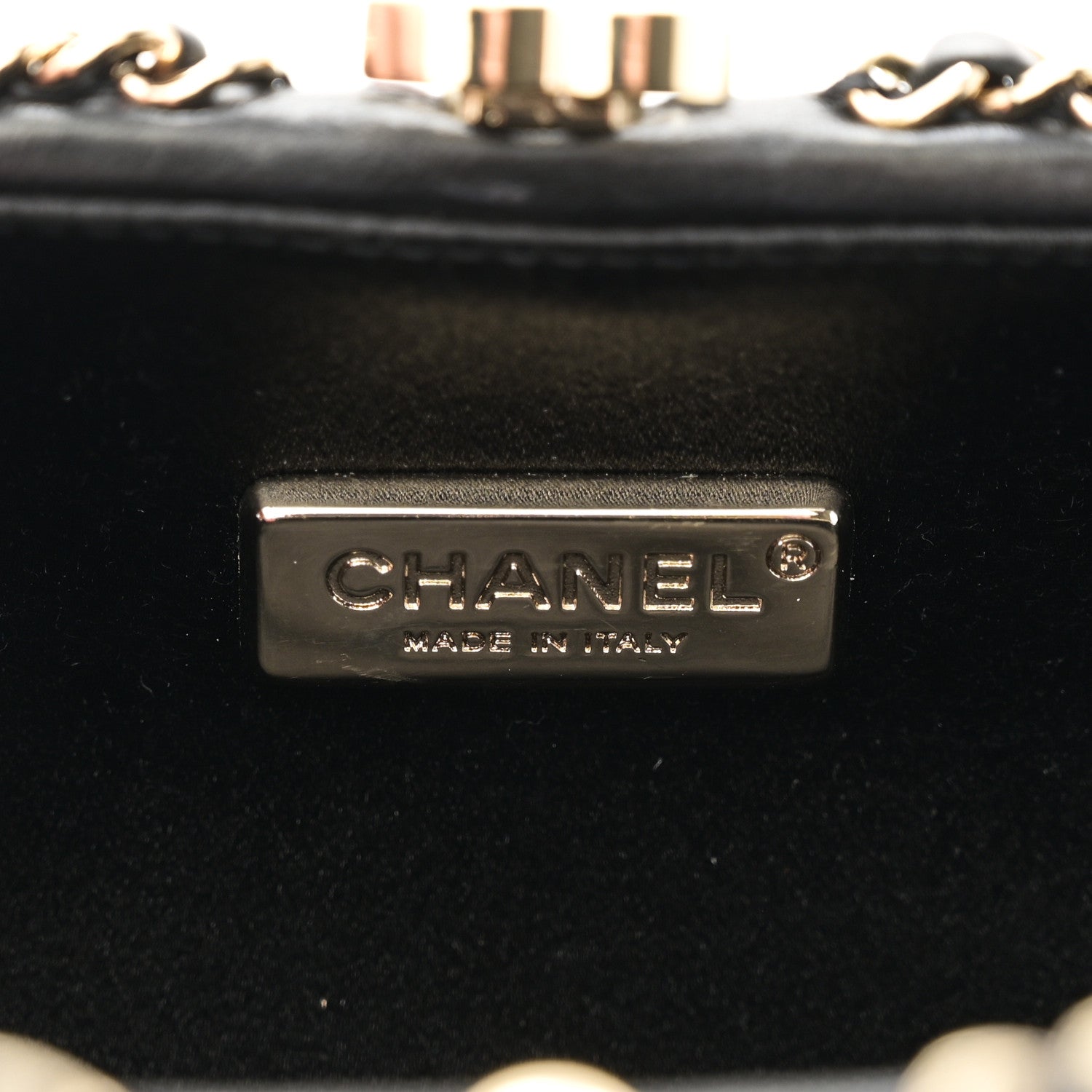 Chanel Lambskin Quilted CC Studded Chain Around Clutch Black 6 of 10