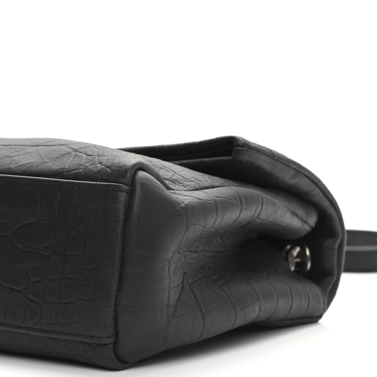 Saint Laurent Calfskin Crocodile Embossed Medium West Hollywood Monogram Fold-Over Grey 11 of 11