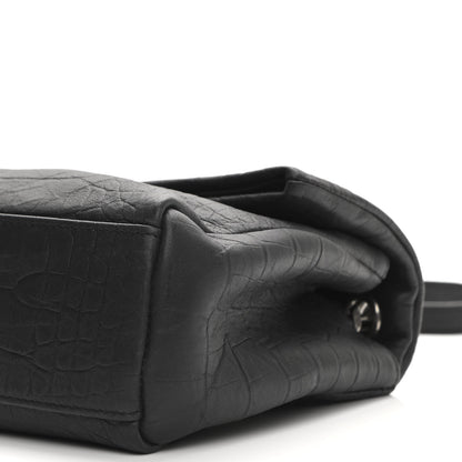 Saint Laurent Calfskin Crocodile Embossed Medium West Hollywood Monogram Fold-Over Grey 11 of 11