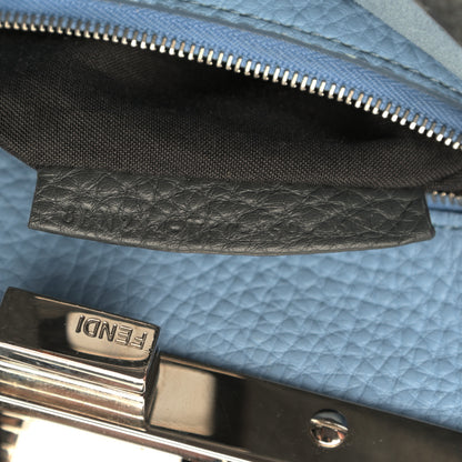 Fendi Cuoio Romano Alcantara Selleria Mini Peekaboo Iconic Satchel Asphalt Sky Blue 9 of 11