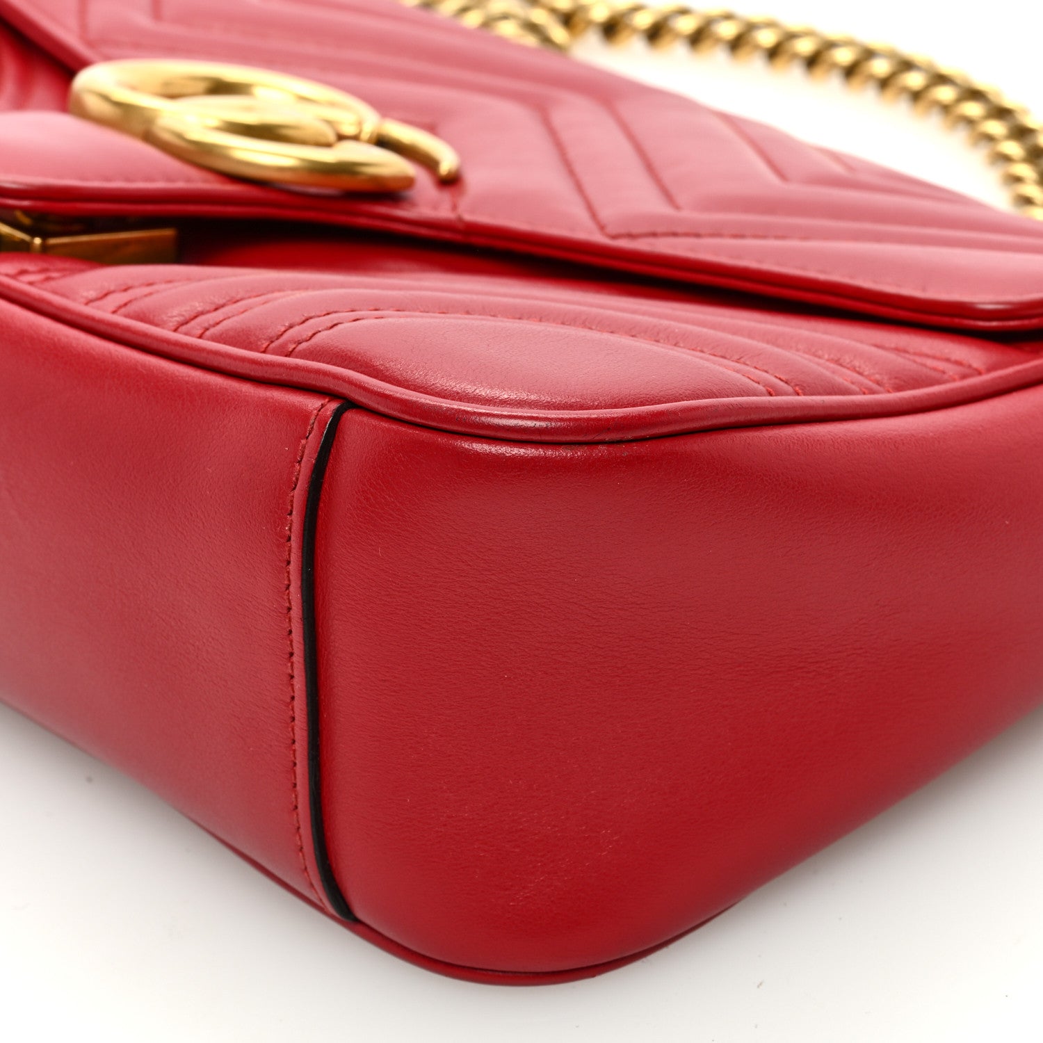 Gucci Calfskin Matelasse Small GG Marmont Shoulder Bag Hibiscus Red 10 of 10