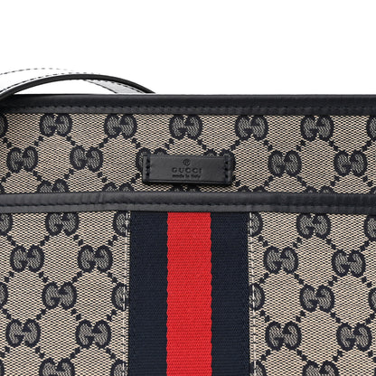 Gucci GG Supreme Monogram Web Flat Messenger Bag Navy 8 of 10