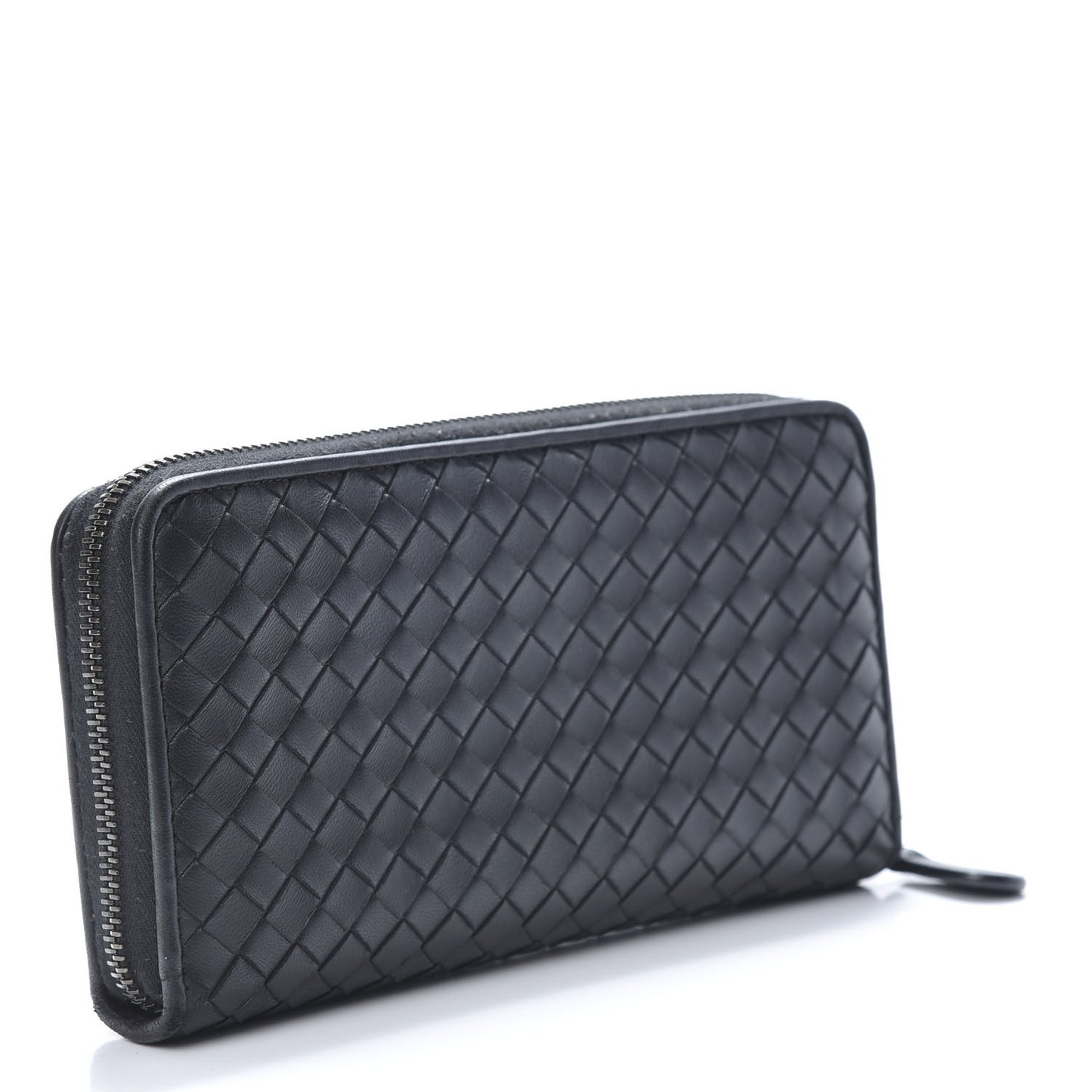 Nappa Intrecciato Zip Around Wallet Black
