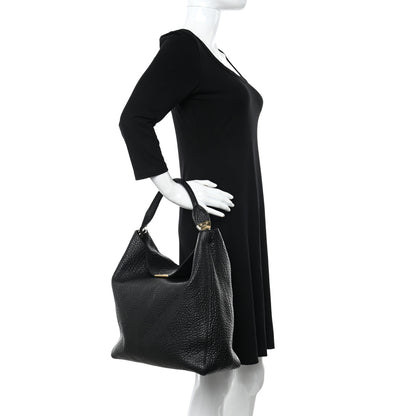Burberry Heritage Grain Check Embossed Medium Lindburn Hobo Black 2 of 12