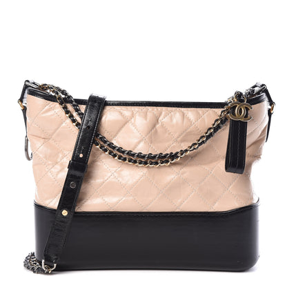 Chanel Aged Calfskin Quilted Medium Gabrielle Hobo Beige Black 1 of 10