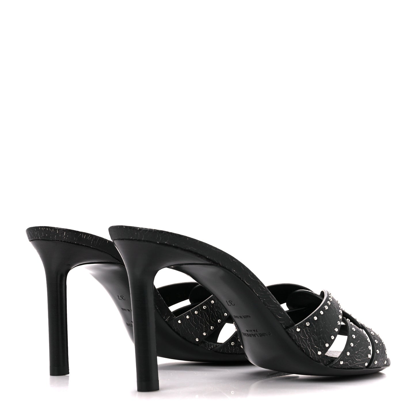 Smart Crack Studded Tribute Slide 85 Mules 37 Black
