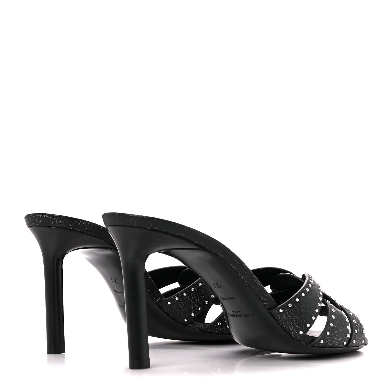 Saint Laurent Smart Crack Studded Tribute Slide 85 Mules 37 Black 5 of 9