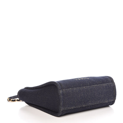 Chanel Lurex Canvas Mini Deauville Tote Navy Blue Gold 5 of 11
