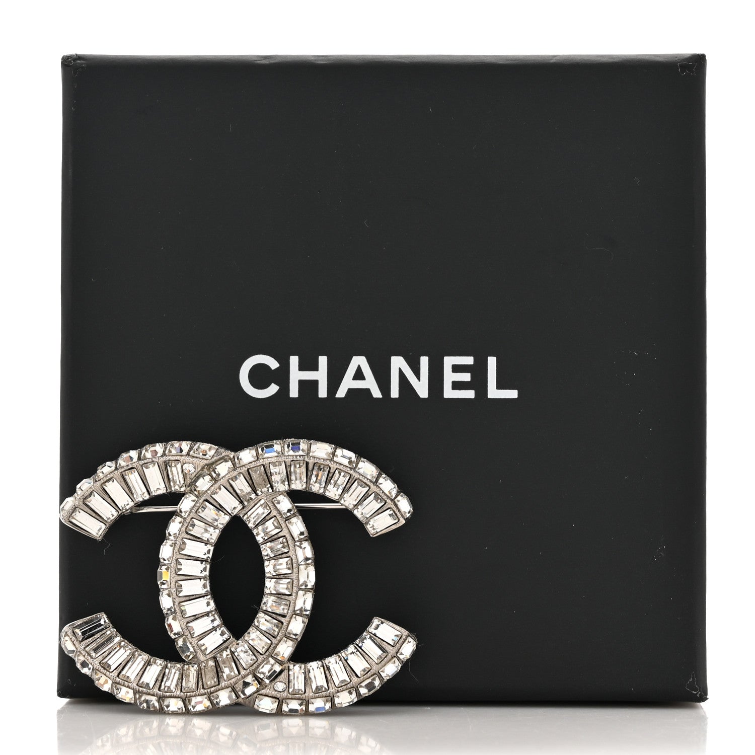 Chanel Baguette Crystal CC Brooch Silver 4 of 4