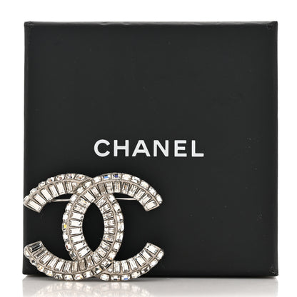 Chanel Baguette Crystal CC Brooch Silver 4 of 4