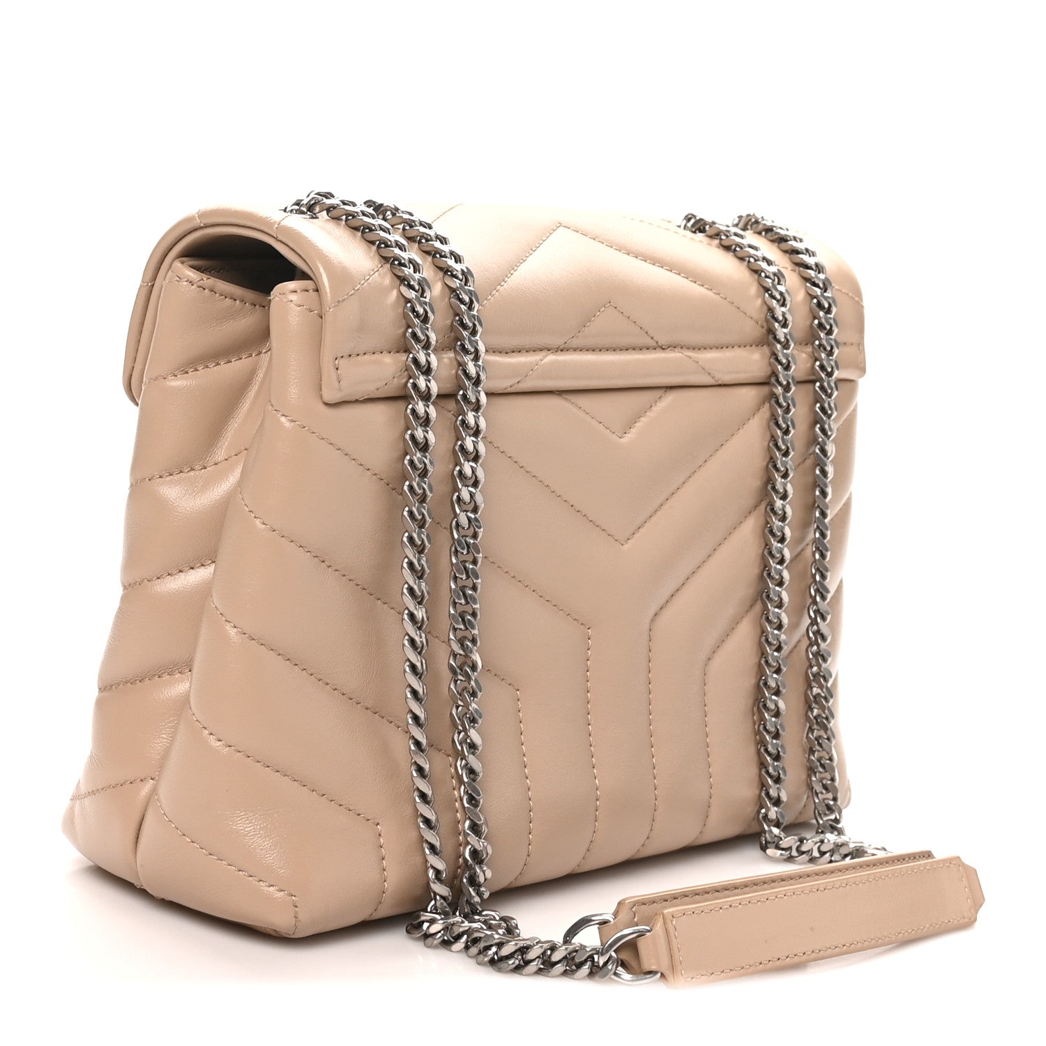 Saint Laurent Calfskin Y Quilted Monogram Small Loulou Chain Satchel Dark Beige 2 of 11