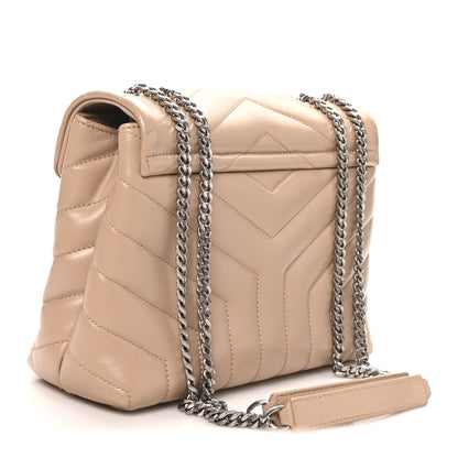 Saint Laurent Calfskin Y Quilted Monogram Small Loulou Chain Satchel Dark Beige 2 of 11