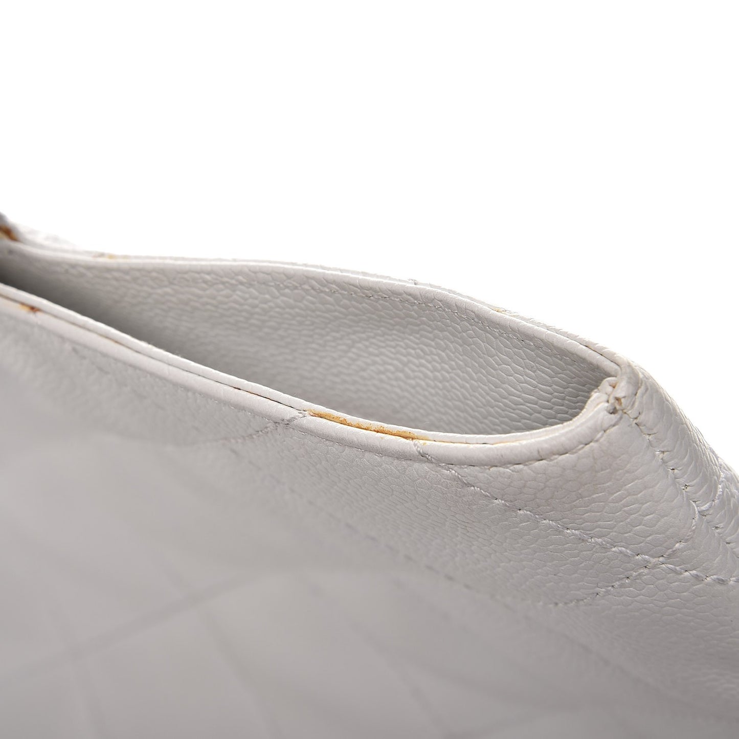 Caviar CC Wood Handle Tote White