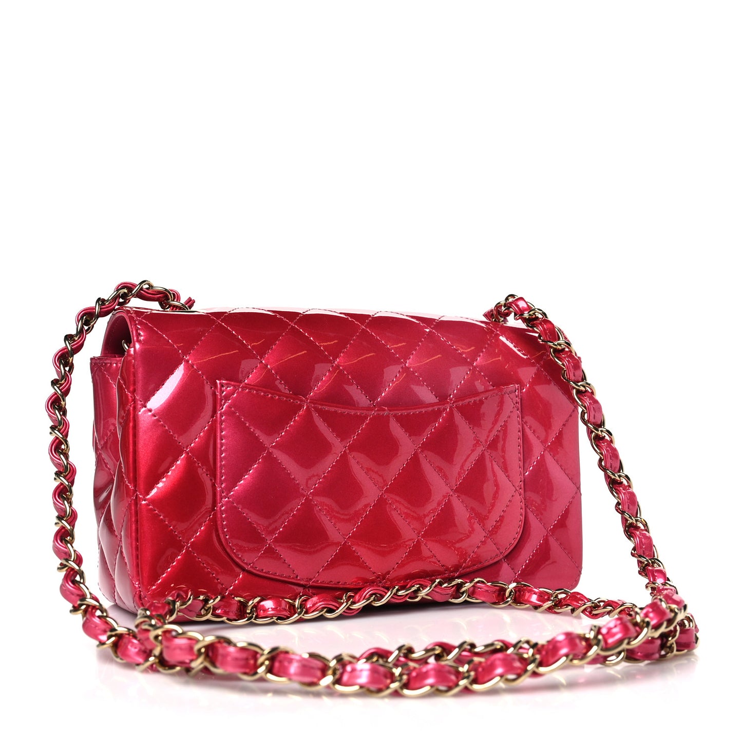 Shaded Patent Calfskin Quilted Mini Rectangular Flap Pink Dark Pink