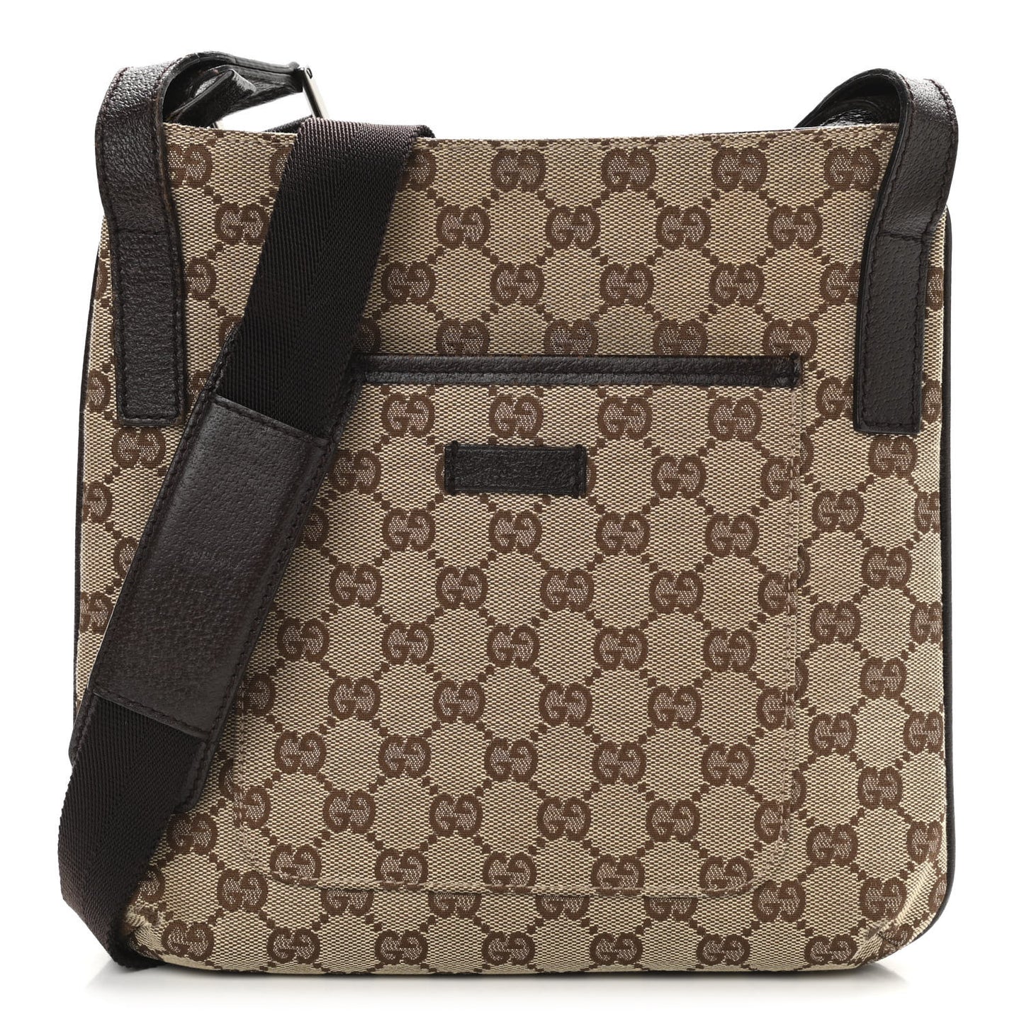 Monogram Flat Messenger Bag Dark Brown