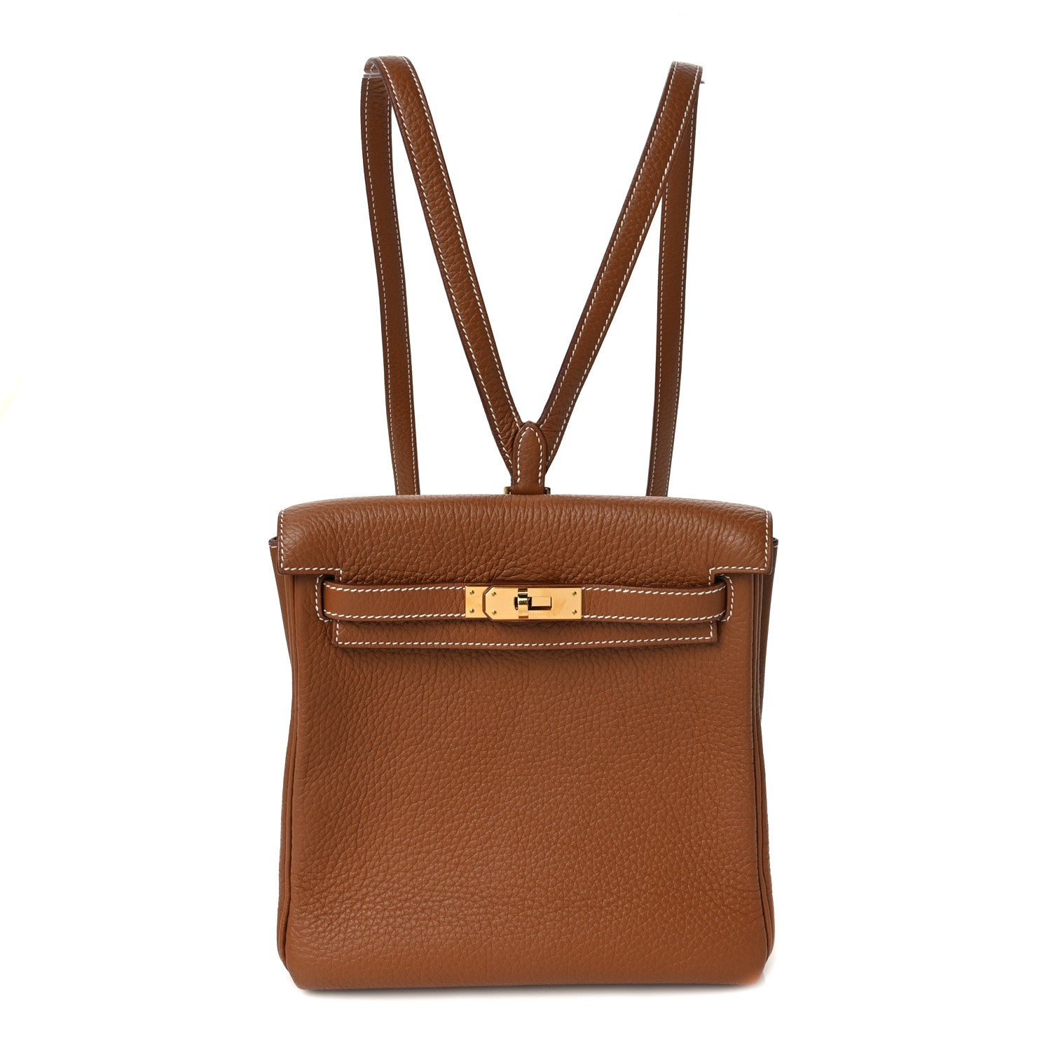 Hermes Taurillon Clemence Kelly Ado Backpack Gold 1 of 9