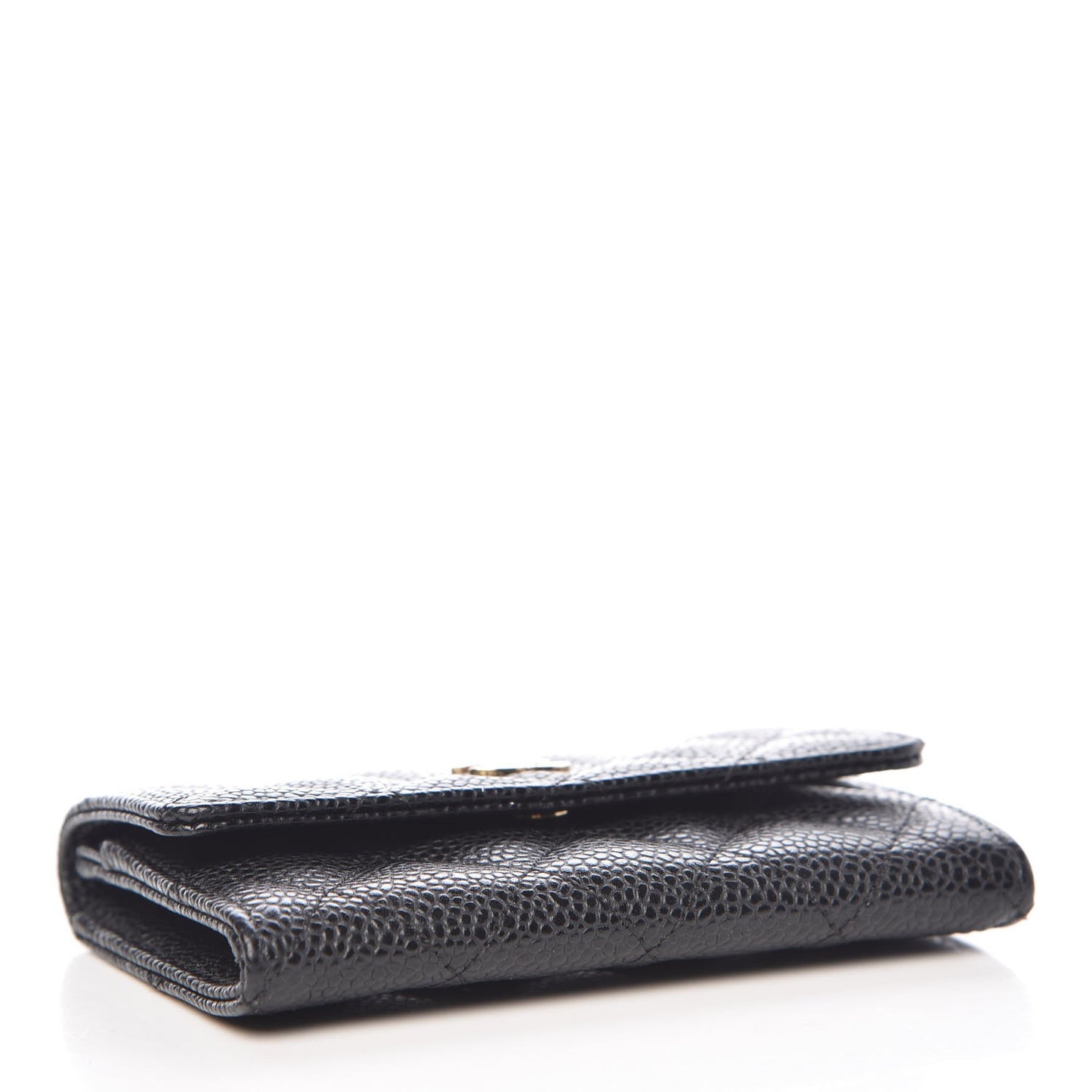 Caviar Quilted Flap Card Holder Black