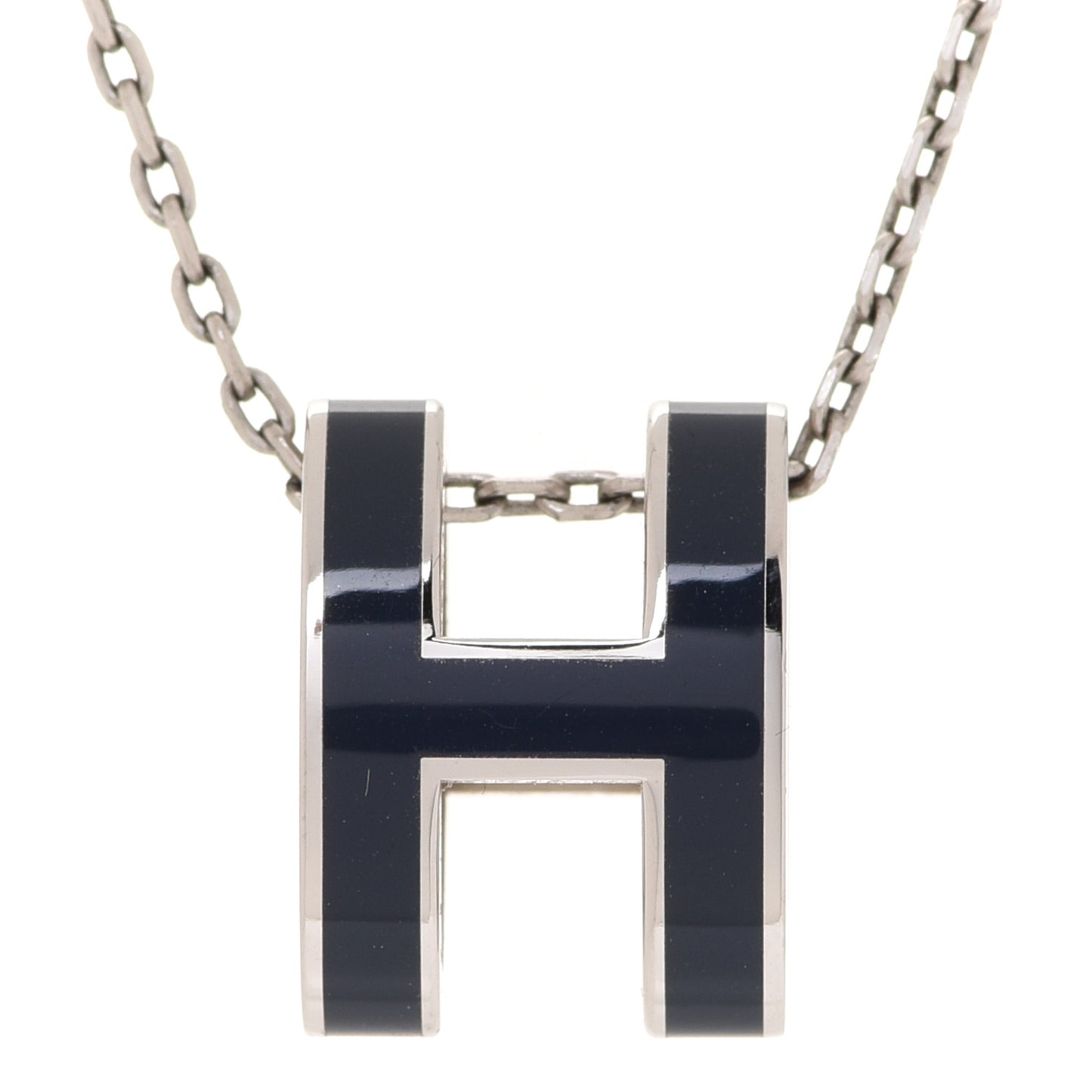 Lacquered Palladium Pop H Pendant Necklace Bleu Abysse