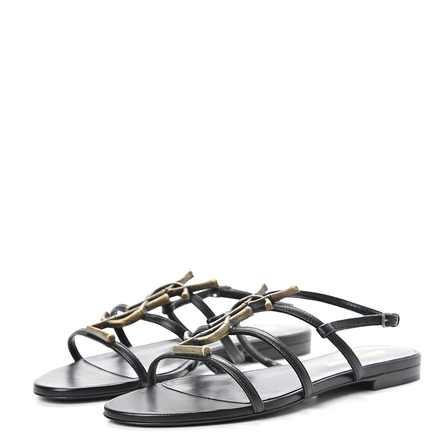 Calfskin Cassandra Monogram Sandals 36 Black