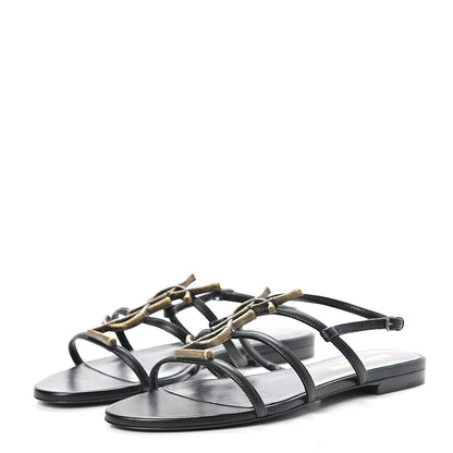 Saint Laurent Calfskin Cassandra Monogram Sandals 36 Black 3 of 9