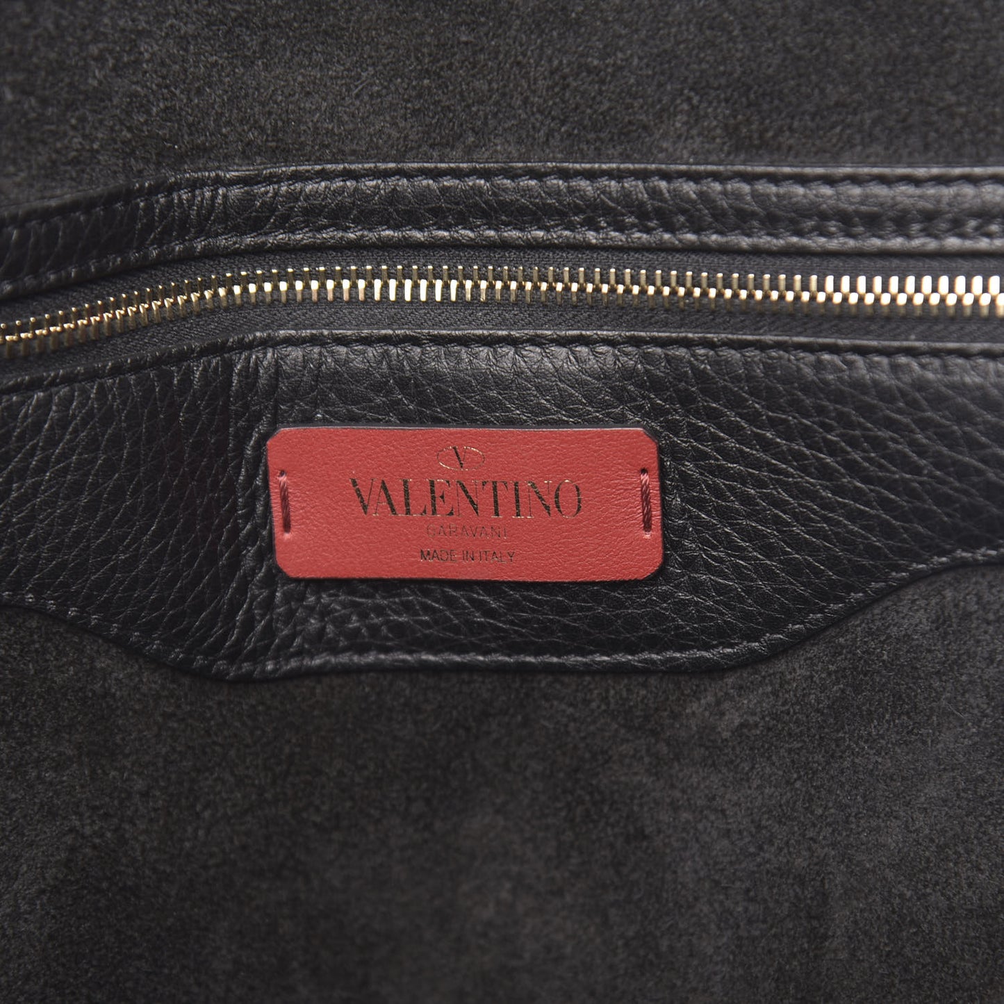 Grained Calfskin Rockstud Shoulder Tote Black