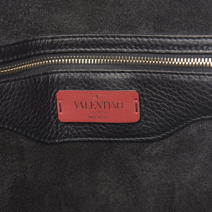 Valentino Garavani Grained Calfskin Rockstud Shoulder Tote Black 5 of 10