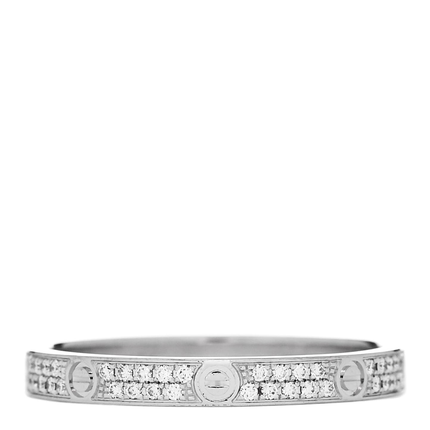 18K White Gold Diamond 2.6mm LOVE Paved Band Ring 56 7.75