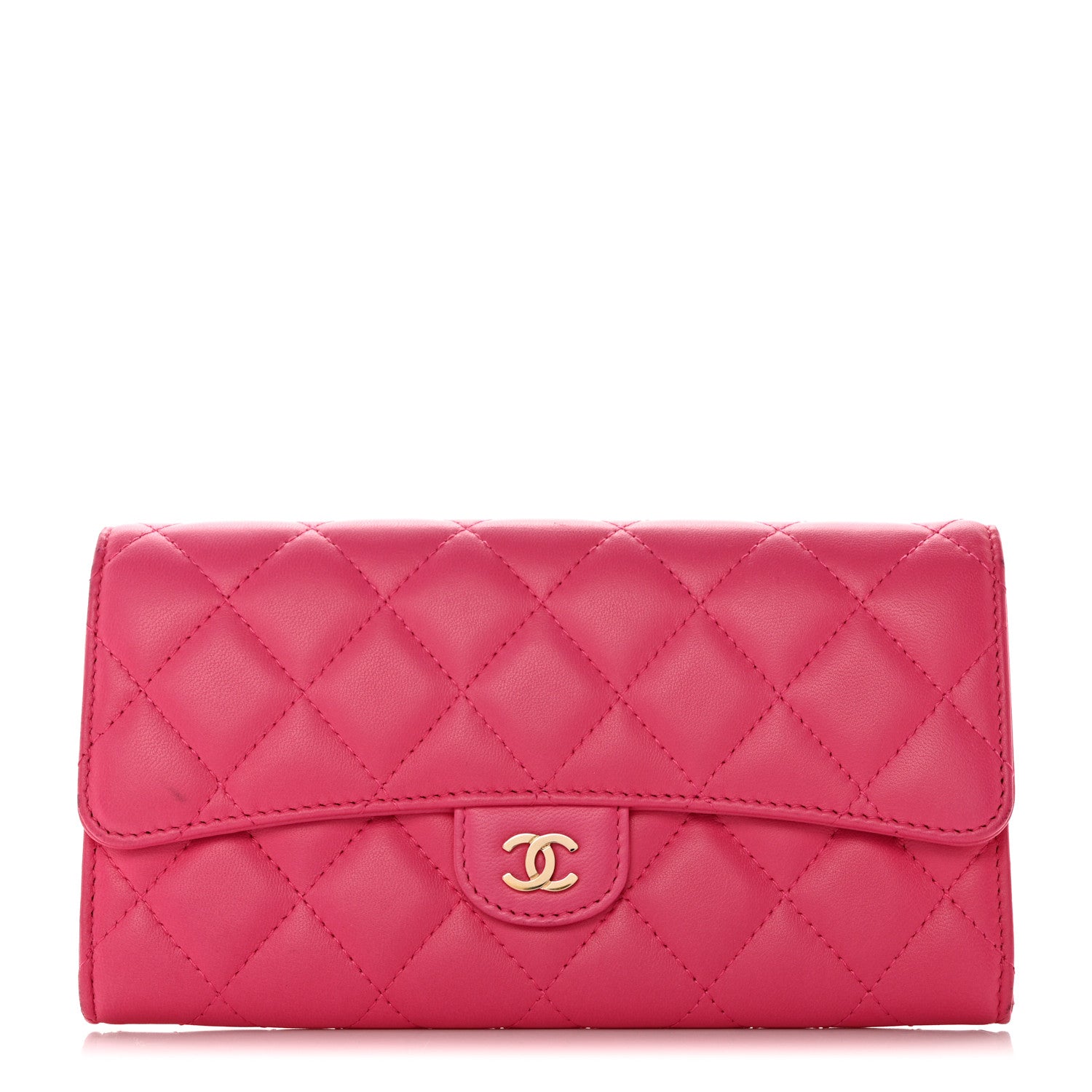 Chanel Lambskin Quilted Large Flap Wallet Pink 1 of 11