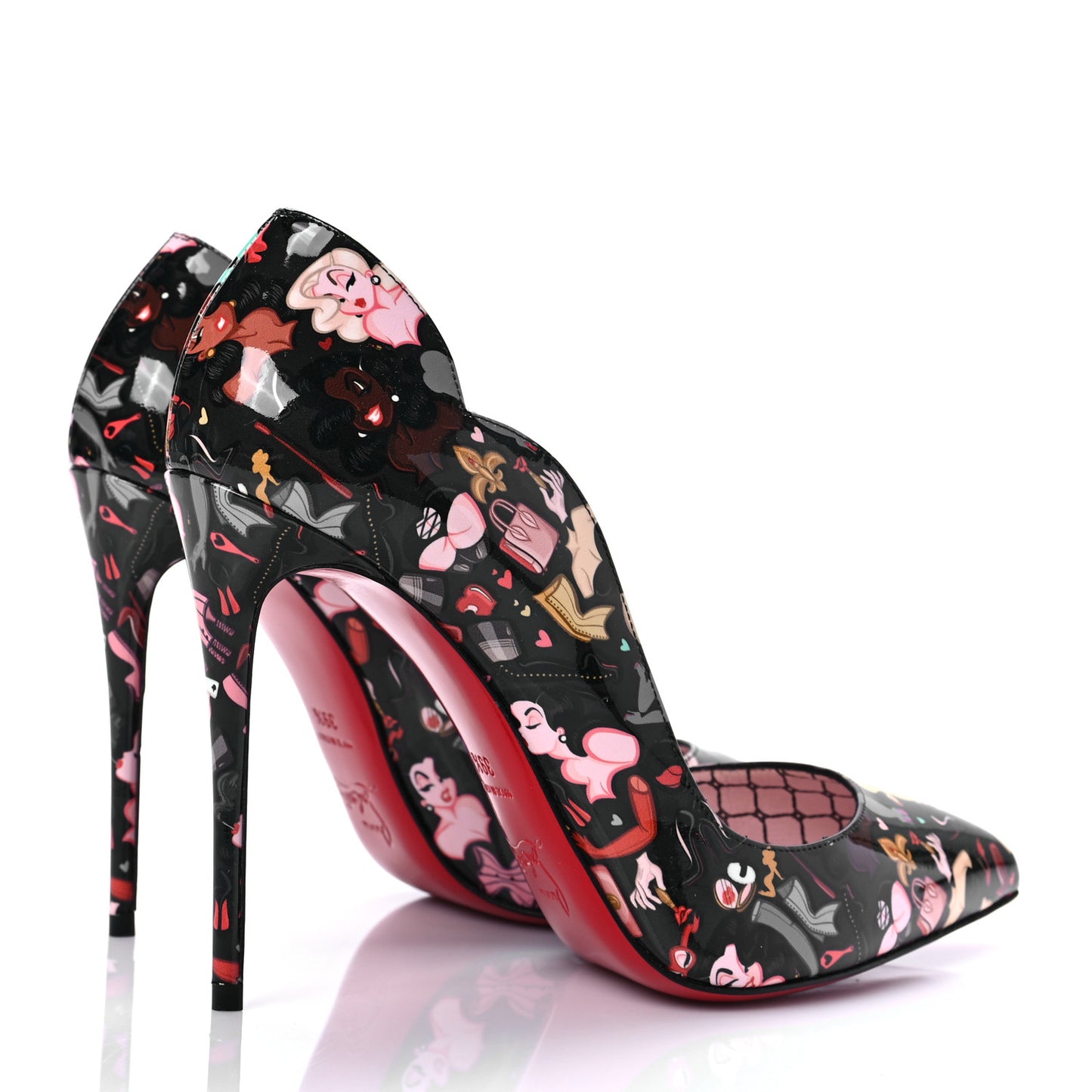 Patent Bored Lin Resille Hot Chick 100 Pumps 39.5 Black Multicolor