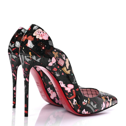 Christian Louboutin Patent Bored Lin Resille Hot Chick 100 Pumps 39.5 Black Multicolor 4 of 7