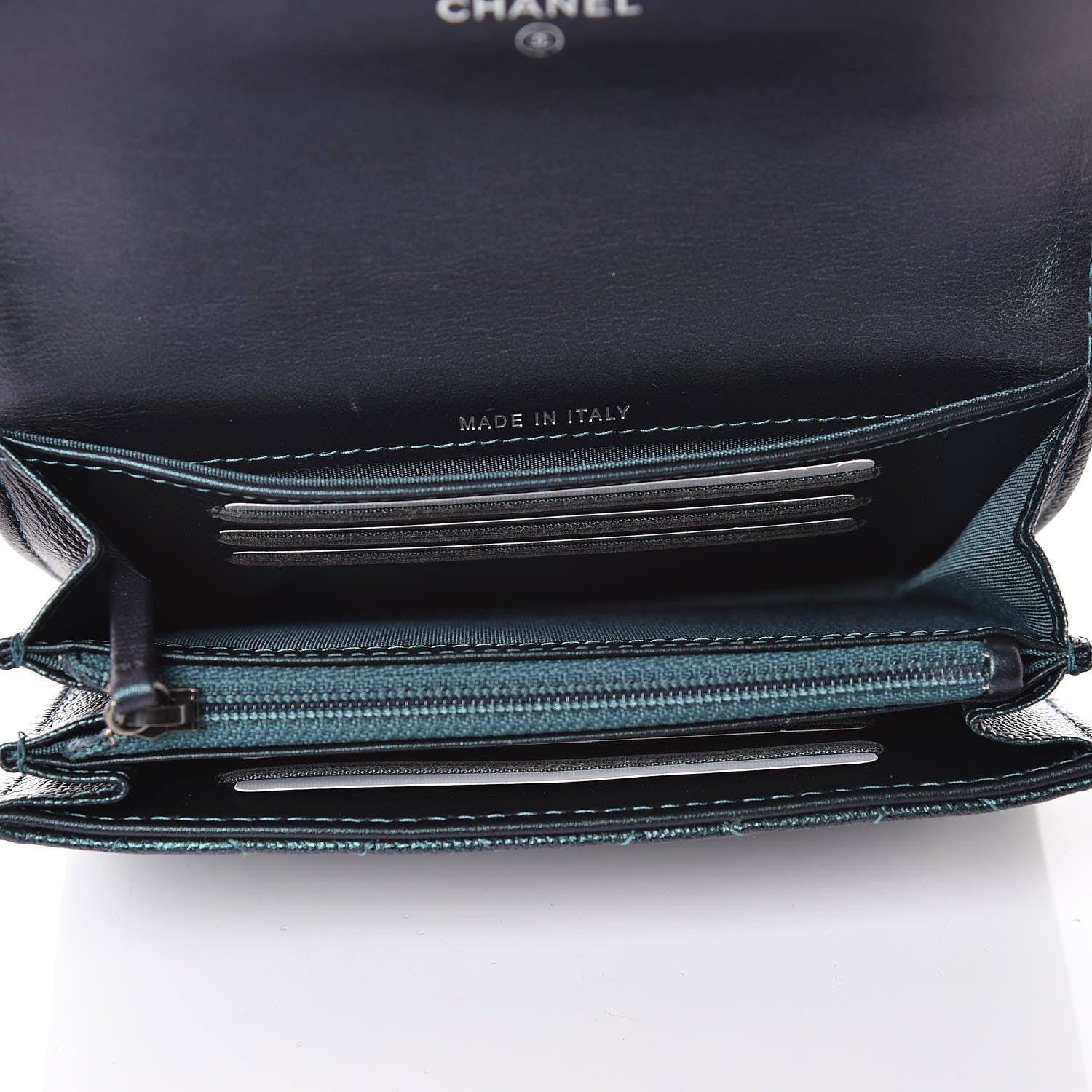 Chanel Iridescent Caviar Quilted Medium Filigree Flap Wallet Dark Turquoise 5 of 9