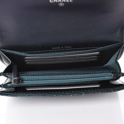Chanel Iridescent Caviar Quilted Medium Filigree Flap Wallet Dark Turquoise 5 of 9