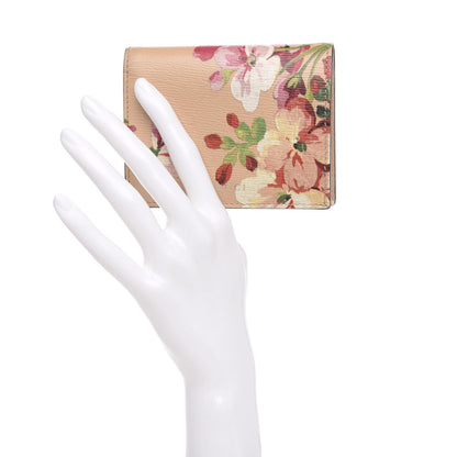 Gucci Shangai Calfskin Blooms Print Card Case Wallet Pink Apricot Multicolor 2 of 11