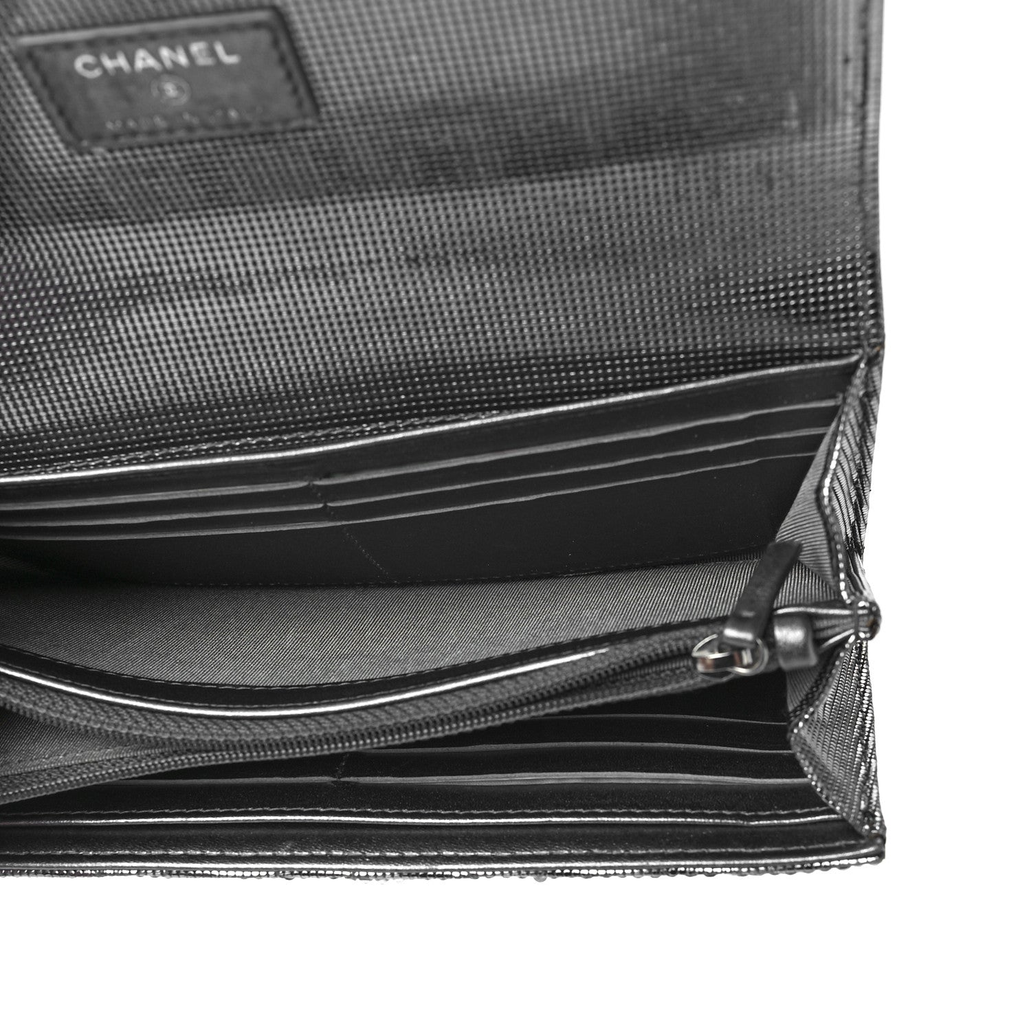 Chanel Crystal Quilted CC Large Gusset Flap Wallet Silver 5 of 10