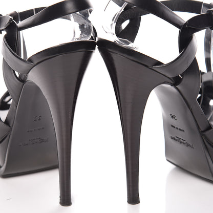 Saint Laurent Calfskin Tribute 105 Platform Sandals 36 Black 12 of 12