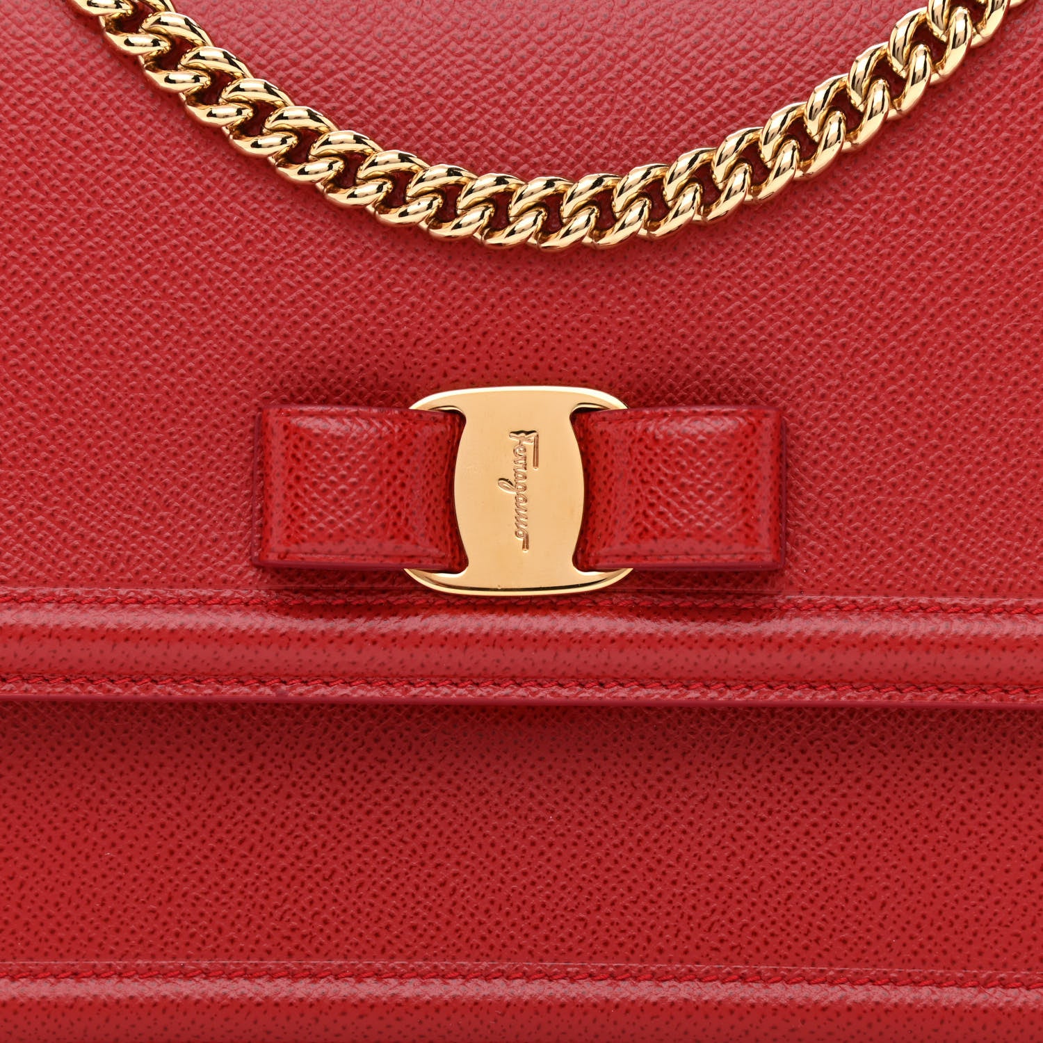 Salvatore Ferragamo Printed Calfskin Ginny Shoulder Bag Red 7 of 10