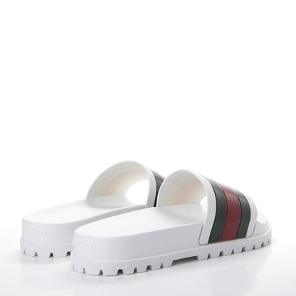 Gucci Rubber Web Mens Lug Sole Slide Sandals 9 Great White Green Red 4 of 10