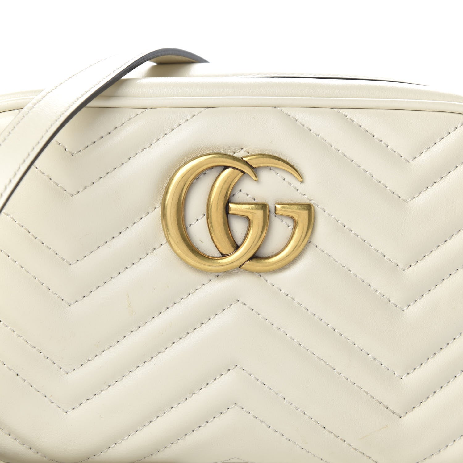 Gucci Calfskin Matelasse Small GG Marmont Chain Shoulder Bag White 10 of 10