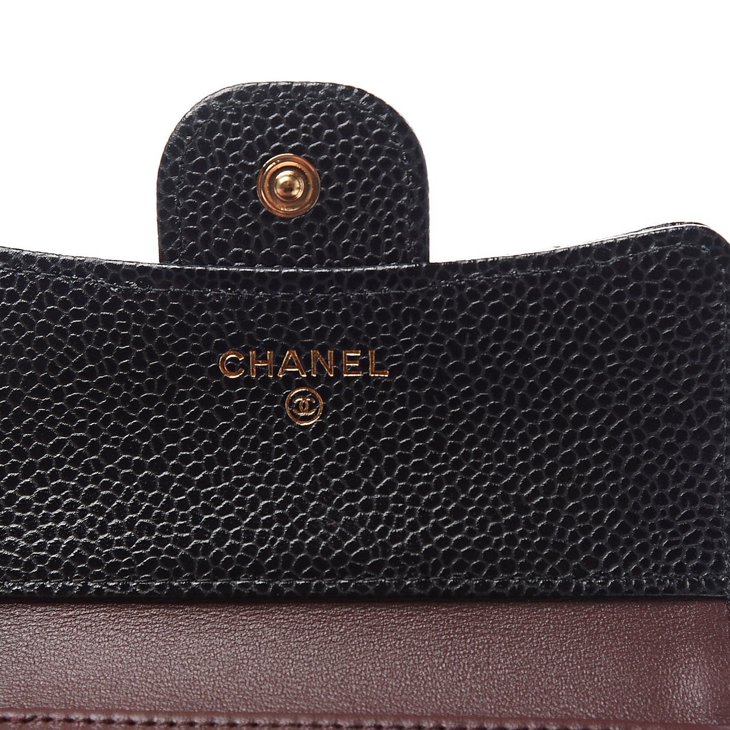 Caviar Quilted Compact Flap Wallet Black