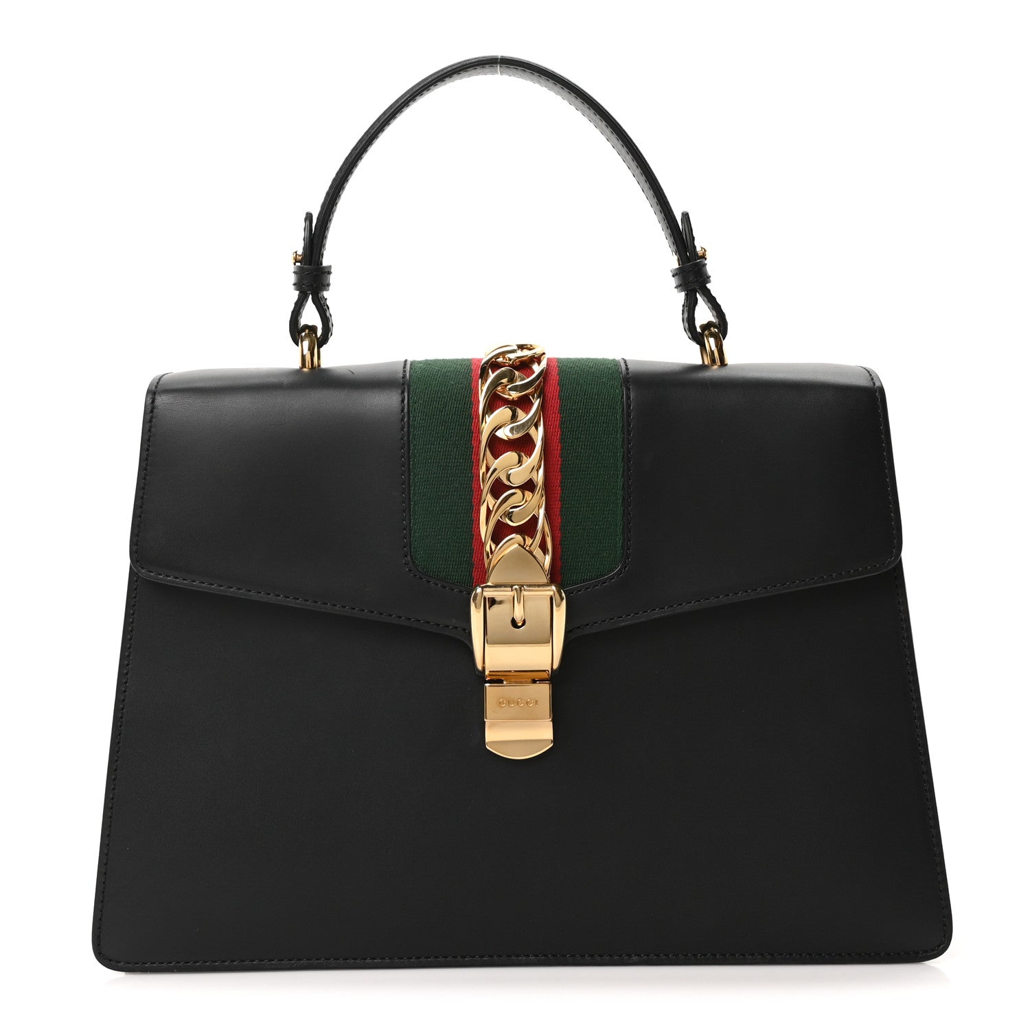 Gucci Calfskin Medium Sylvie Top Handle Bag Black 1 of 10