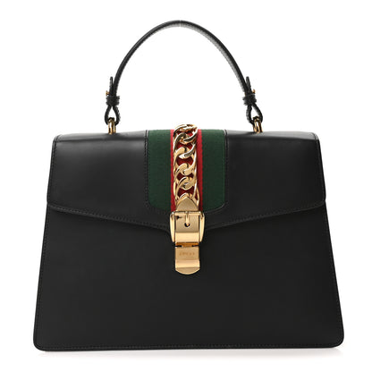 Gucci Calfskin Medium Sylvie Top Handle Bag Black 1 of 10