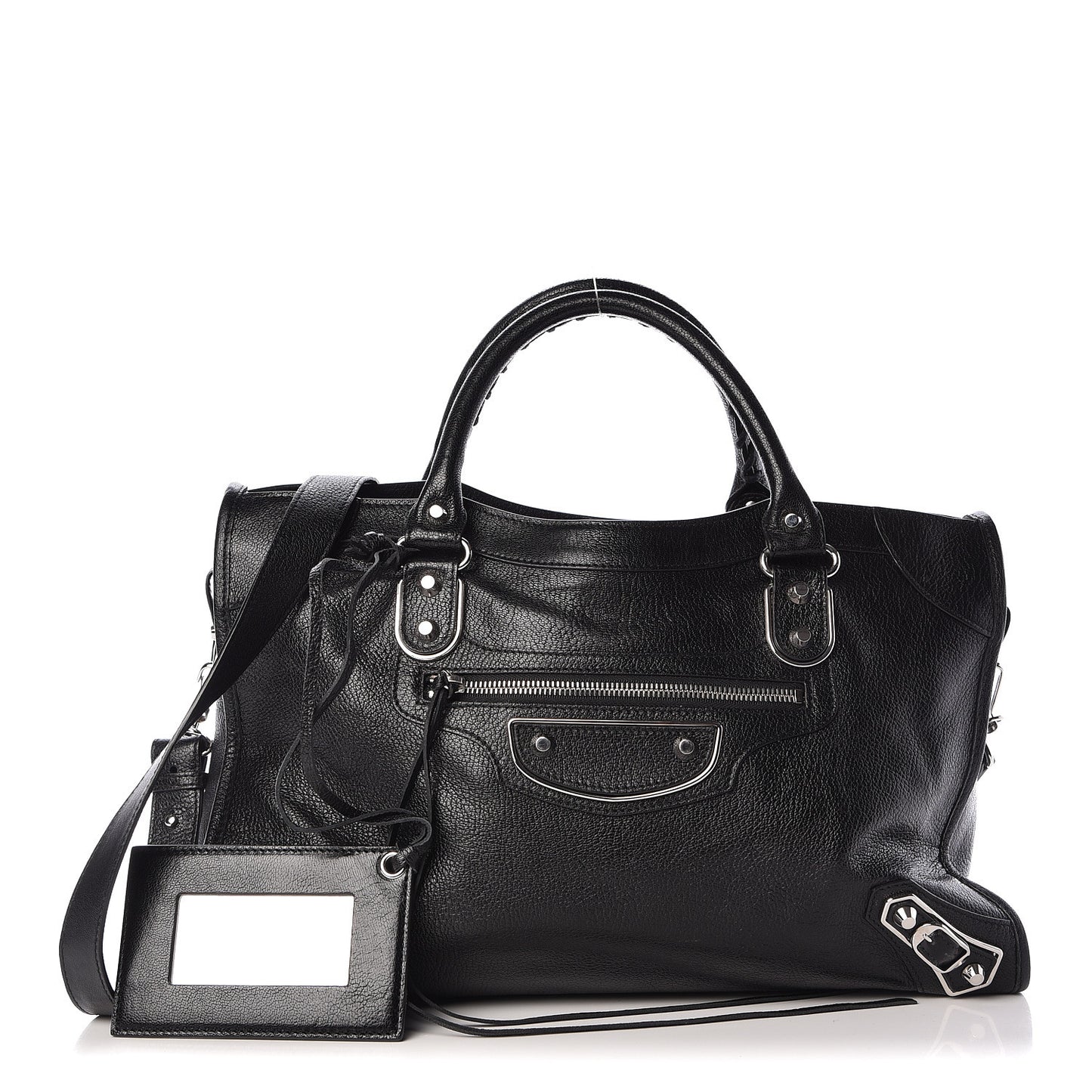 Chevre Silver Metallic Edge Hardware City Black