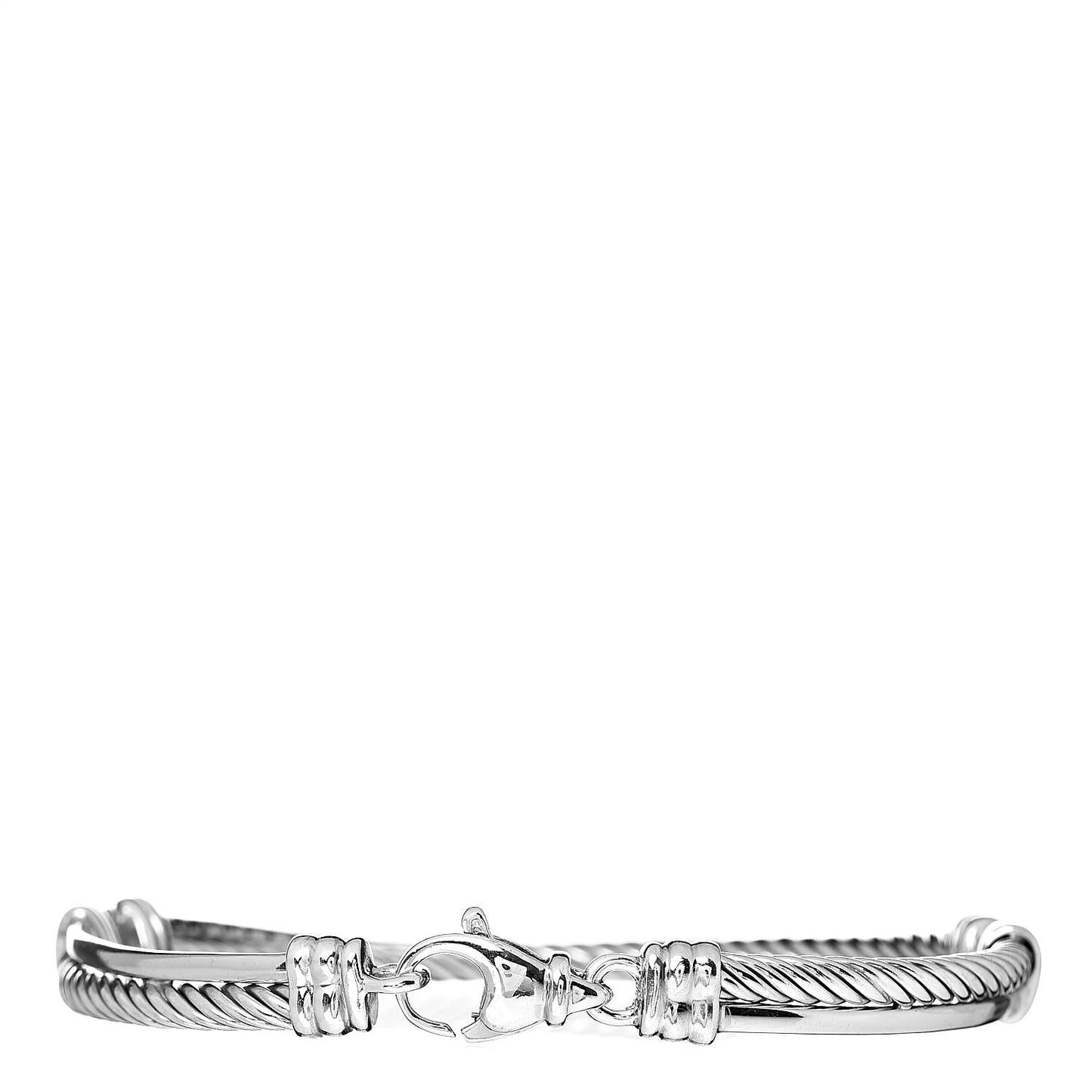 Sterling Silver 14K White Gold Diamond 3mm Crossover Bracelet