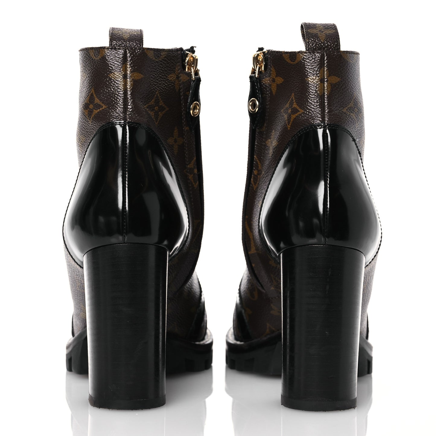 Patent Calfskin Monogram Star Trail Ankle Boots 40 Black