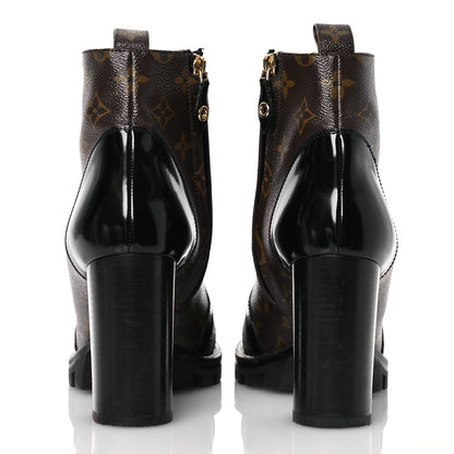 Louis Vuitton Patent Calfskin Monogram Star Trail Ankle Boots 40 Black 5 of 15