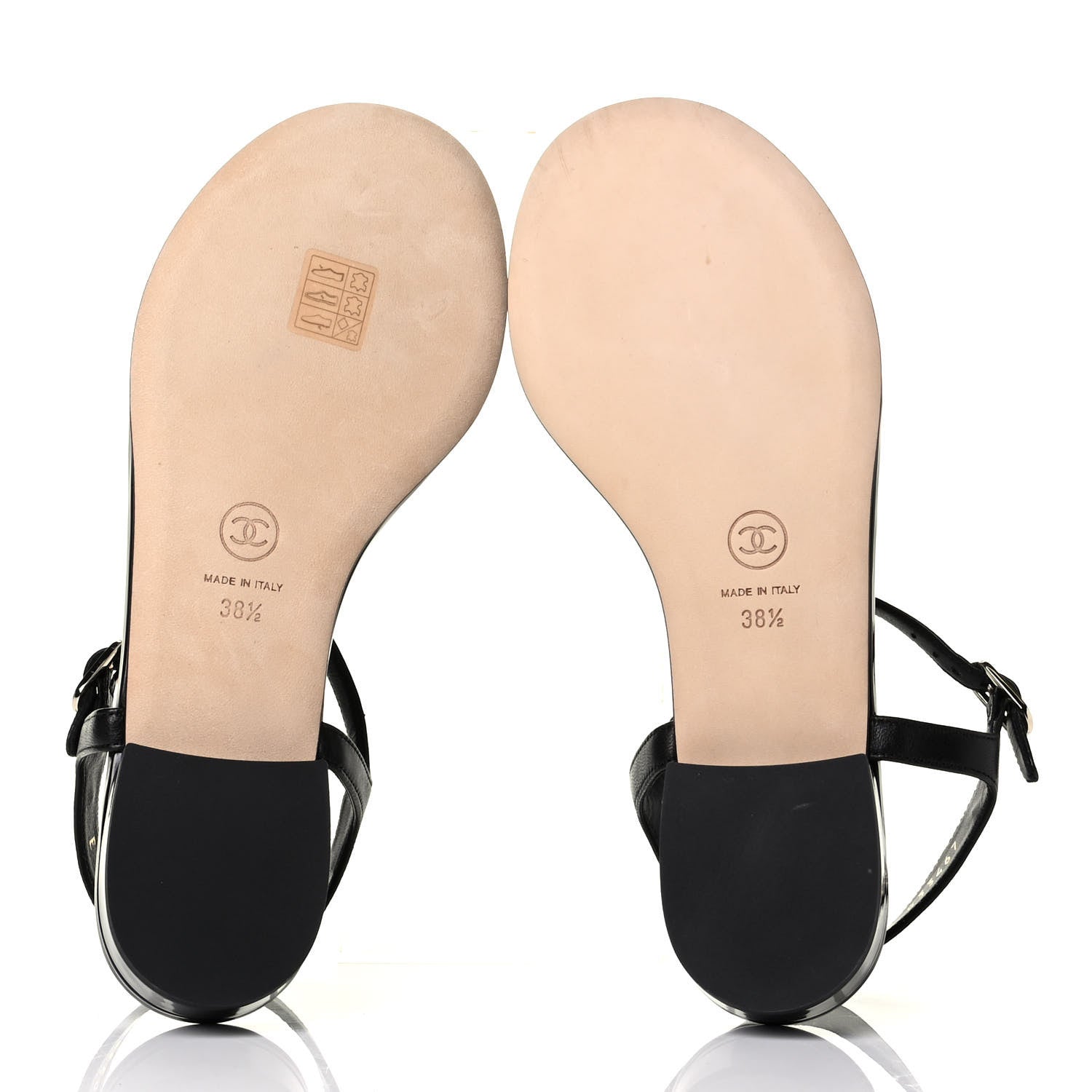Chanel Patent Lambskin Camellia Thong Sandals 38.5 Black 2 of 6